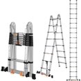thumbnail image 4 of Telescoping Ladders FT Aluminum Ladder - -Button Retraction  Extension Ladder for Home RV Attic &; Loft  Lasts  with Triangle Stabilizers and Detachable Hooks, 4 of 6