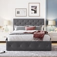 thumbnail image 6 of Upholstered Full Platform Bed Frame with Gas Lift Up Storage, Hydraulic Lifting Under Bed Storage, Grey, 6 of 8