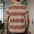 thumbnail image 4 of Short Sleeve Crew Neck Classic Wicking Breathable T Shirts Mens Ndbuld Middle Aged Mens Shortsleeved Tshirt Summer Style Casual Breathable Lapel Striped Half-sleeved Shirt Mens Top Khaki L, 4 of 8