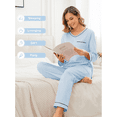 thumbnail image 4 of ANLIQI Women's Pajama Sets 100% cotton Long Sleeve Shirt and Pants Sleepwear Nightwear Soft Pjs Lounge Sets(Light Blue, XX-Large), 4 of 8