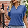 thumbnail image 5 of WIZUTIZ Womens Shirts Holiday Saving Cozy Style Holiday Beach Plus Tshirts Short Sleeve Cotton Soft Ladies Tops Plain V-Neck Plus Size Tshirt Cotton Blend Trendy Shirts Lightweight Solid Tee Blue L, 5 of 6