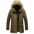 thumbnail image 2 of Men's Warm Parka Ski Jacket Solid Zipper Puffer Jacket Long Winter Hooded Coat With Removable Faux Fur Hood Coffee XL, 2 of 6