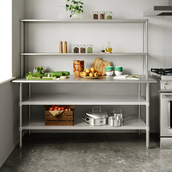 Flash Furniture Reader Portable Prep and Work Table 18 2 Galvanized Steel Undershelves