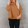 thumbnail image 5 of Yigetop Sweaters for Women Trendy, Women's Casual and Fashionable High Neck Solid Color Fleece Pullover for Autumn and Winter Turtleneck Sweatshirt Women Khaki XL, 5 of 5
