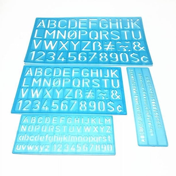 Plantillas de letras del alfabeto, plantillas de números y letras, plantillas digitales reutilizables, regla de plástico para niños, plantillas de dibujo, pintura, aprendizaje, bricolaje, 4 piezas