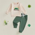 thumbnail image 2 of KPOPLK Toddler Boys Top and Pants Outfit Sets1T 2T 3T 4T 5T Outdoor Wear Long Sleeve Trendy Print Soft and Warm Casual T-Shirt and Pants Clothes Green Size 18-24 Months, 2 of 4