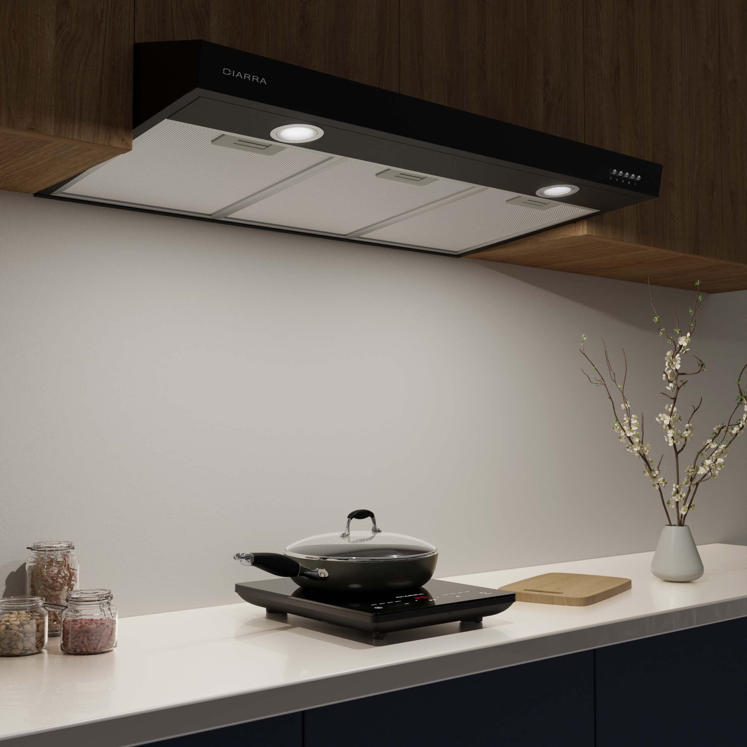 CIARRA Ductless Range Hood 30 inch Under Cabinet Slim Hood Vent for Kitchen  Ducted and Ductless Convertible CAS75918BN