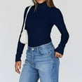 thumbnail image 6 of TrdSipl Womens Long Sleeve Shirts Turtleneck Slim Tops Winter Warm Down Underwear Tops Soft Stretch Basic Layer Tee Shirt, 6 of 8