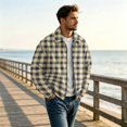 thumbnail image 4 of CCRFTGI Mens Corduroy Jacket Zip Up Bomber Vintage Casual Collared Long Sleeve Plaid Outdoor Fall Fashion Outerwear Khaki S, 4 of 7