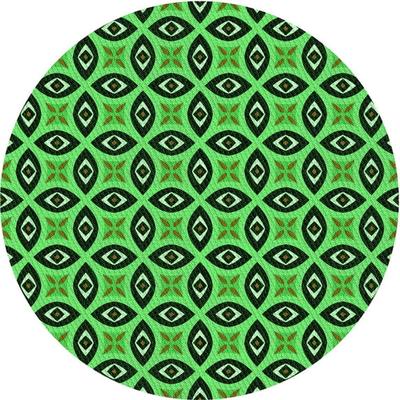 Ahgly Company Machine Washable Indoor Round Transitional Dark Forest Green Area Rugs, 7' Round