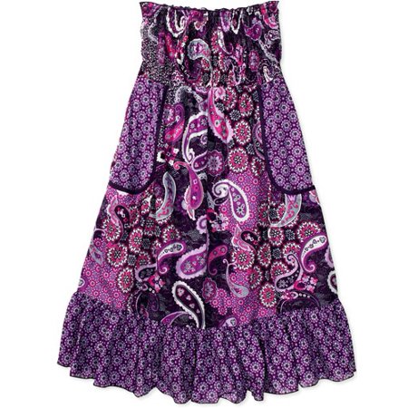 No Boundaries - Juniors' Print Smocked Strapless Dress