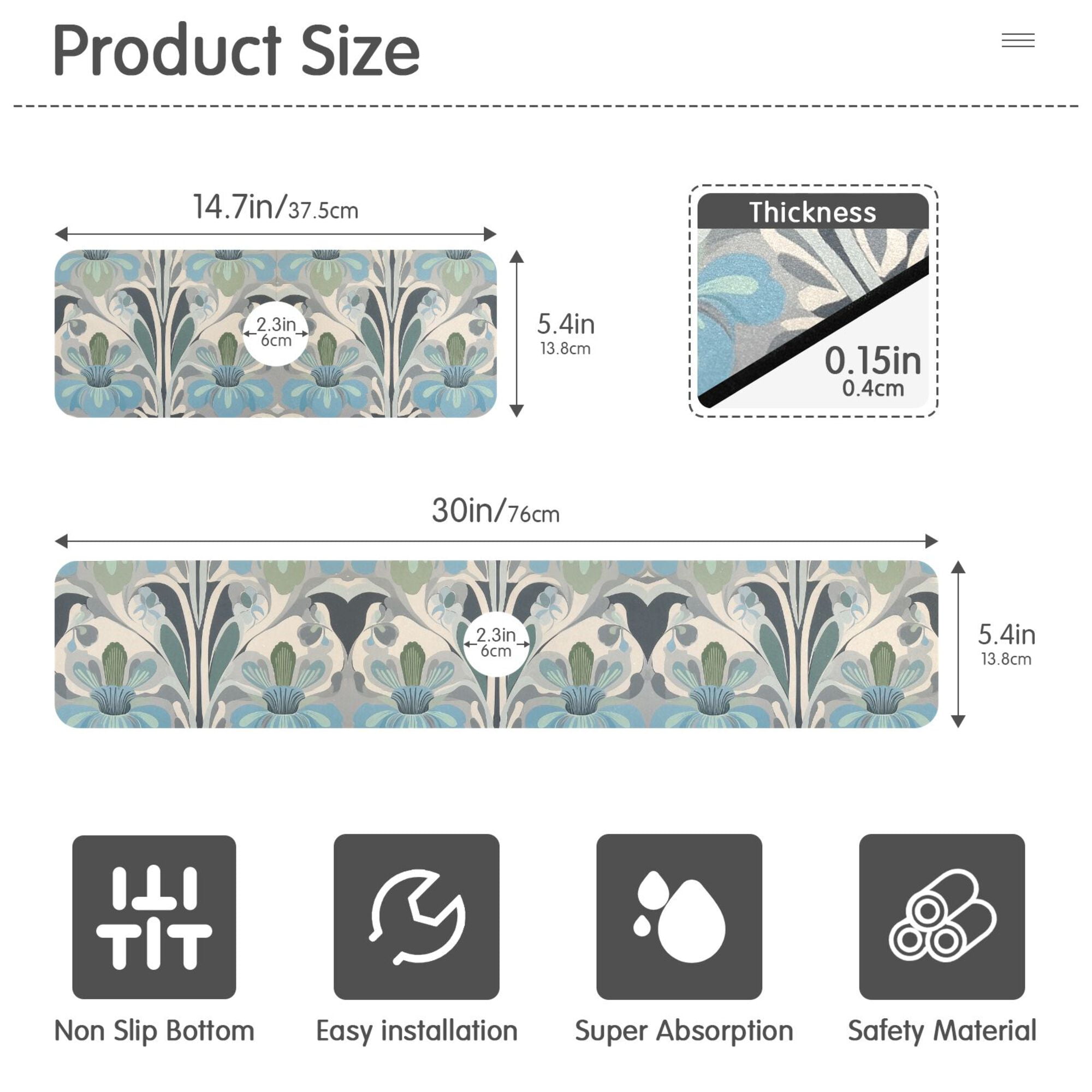Yayeee Faucet Mat for Kitchen Sink 14.7" Diatomite Long Splash Guard Pad, Vibrant Abstract Design, 2 Pack