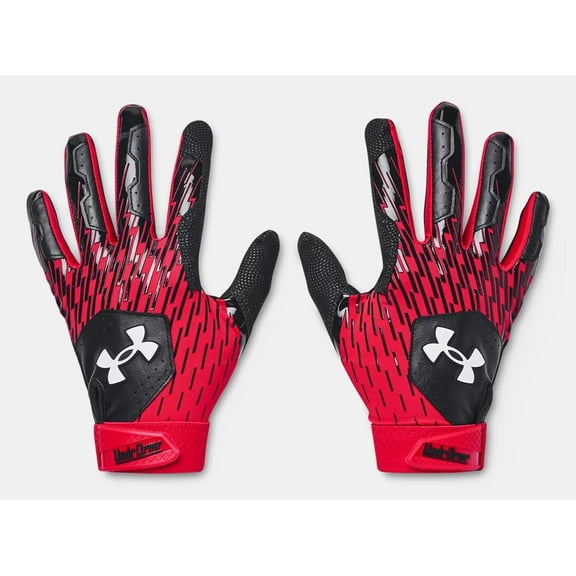 Under Armour Men's UA Clean Up Baseball Batting Gloves 1378764-001 Black/Red/White
