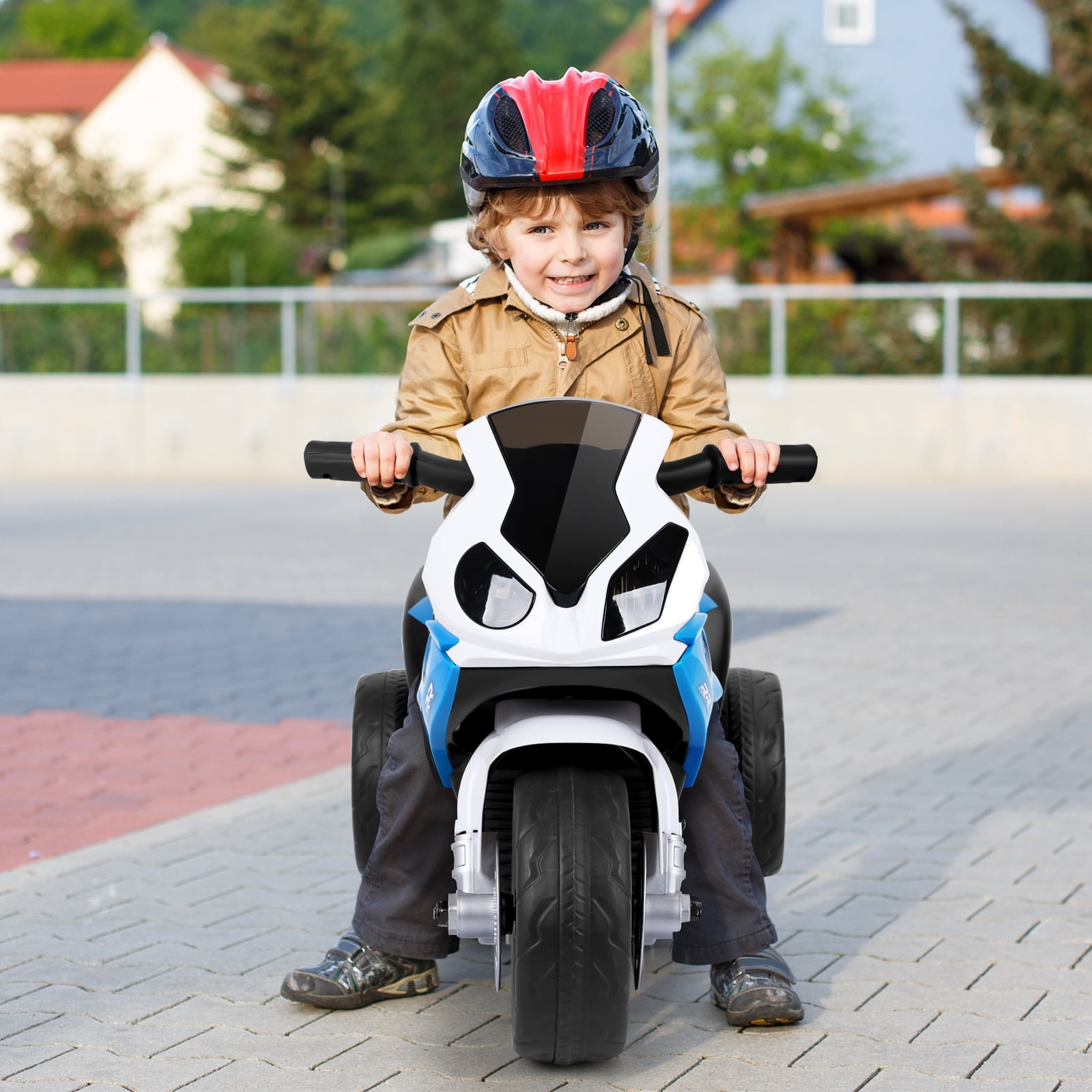 Costway Kids Ride On Motorcycle BMW Licensed 6V Electric 3 Wheels Bicycle Music & Light Blue