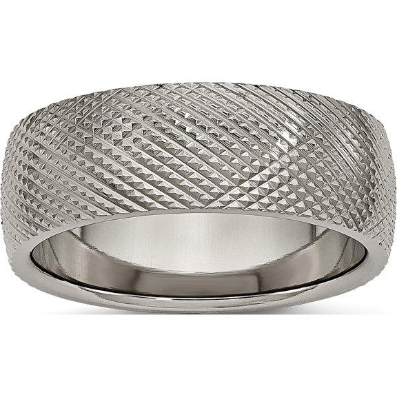 Titanium Polished And Textured 8mm Band (Size 7) Made In China tb339-7
