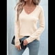 thumbnail image 4 of Camisas de Larga para Mujer, Cuello en V, Blusas Casuales de Otoño, Suéteres Holgados y Ligeros, Túnicas, Ropa de Moda. Albaricoque M, 4 of 8