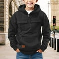 thumbnail image 2 of Mercatoo Boys Fle𝐞ce Ho𝐨dies Half Zipper Winter Warm Front Pockets Cargo Ho𝐨die Coats Youth Kids Plain Thick Long Sleeve Jackets, 2 of 7