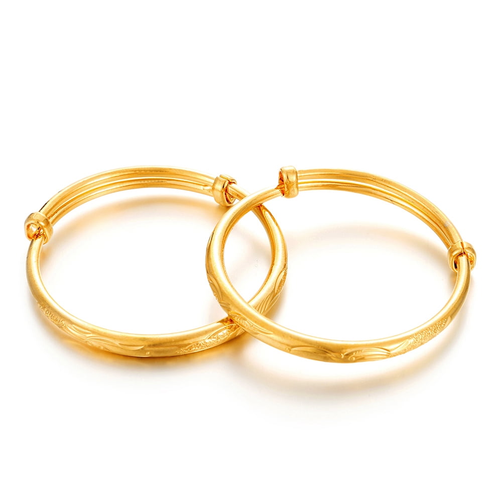 2pcs/lot 18K Gold Plated Kids Baby Expandable Adjustable Charm Bangles &bracelets