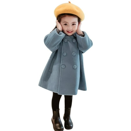 

Toddler Kids Baby Girls Boys Solid Coat Elegant Notched Collar Double Jacket Wool Coat Trench Coat Outerwear