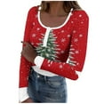 thumbnail image 4 of Aobny Shirt Women Compression Christmas T-shirts Henley Long Sleeve Pullover Red Women's T-Shirts,XL, 4 of 6