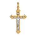 thumbnail image 1 of Quality Gold XR1659 14K Two-Tone Polished & Textured Inri Crucifix Pendant, 1 of 1