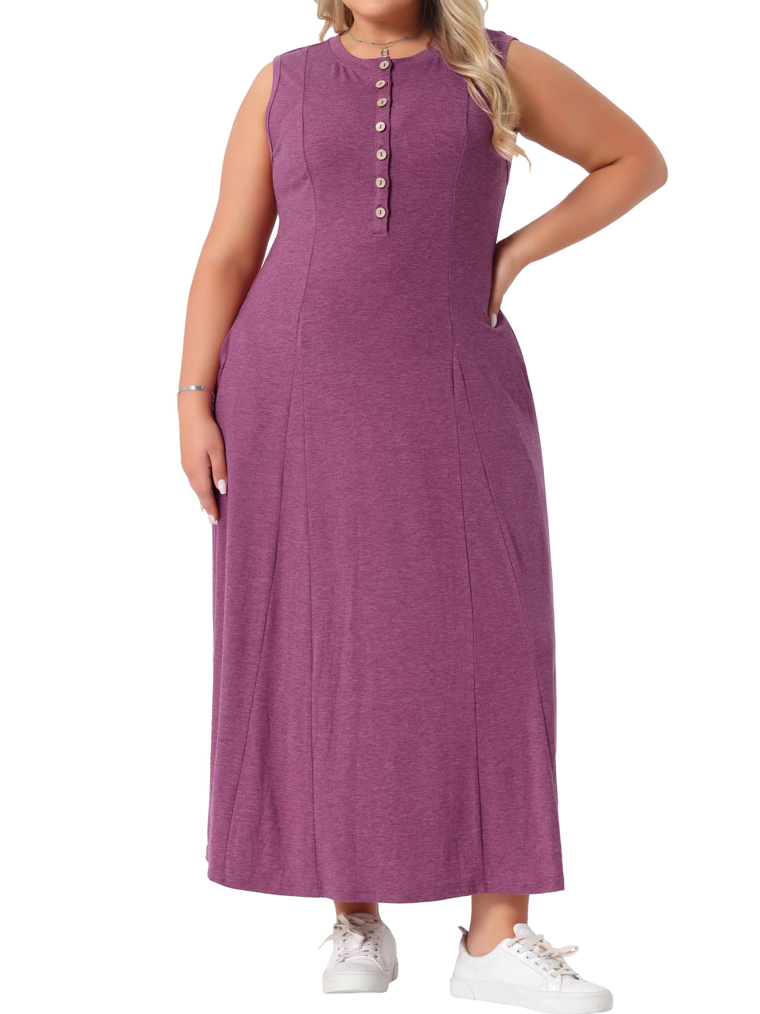 DARING DIVA Plus Size Summer Sleeveless Maxi Dress 4X Burgundy