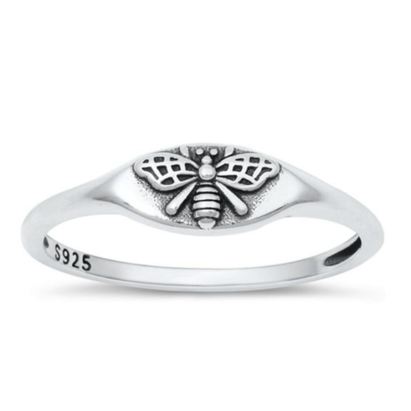 Cute Honey Bumble Bee Ring .925 Sterling Silver Oxidized Band Jewelry Female Male Unisex Size 5