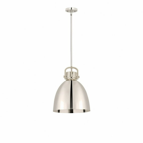 Innovations Lighting Newton Metal Bell - 1 Light 14" Stem Hung Pendant Polished Nickel