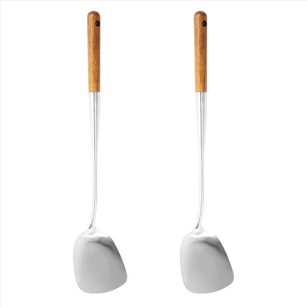 2X Espátula para Wok, Espátula para Wok de 17 Pulgadas, Espátula para Wok de Acero Inoxidable