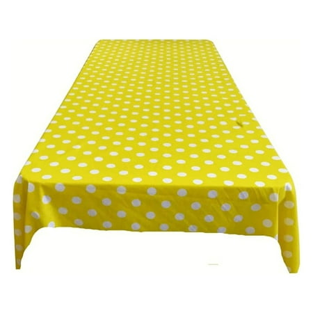 

Fabric & Foam Inc Polka Dot Cotton Tablecloth (White Dot on Yellow 58 Wide x 102 Long Rectangular)