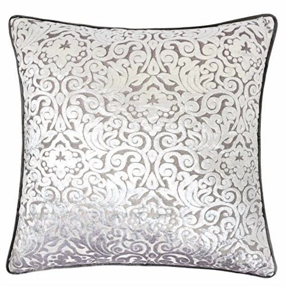 Homey COZY Housse de Coussin Moderne en Velours, Étain Argenté Luxe Élégant Floral Doux Duveteux COZY Chaud Soie Décorative Carrée pour Canapé Coussin Taie d'Oreiller 20 x 20 Pouces, Housse Seulement