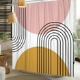 thumbnail image 3 of Lfeey Shower Curtain with Hooks, Boho Abstract Half Circle Bathroom Waterproof Curtain, Pink, 72x78 inch, 3 of 5