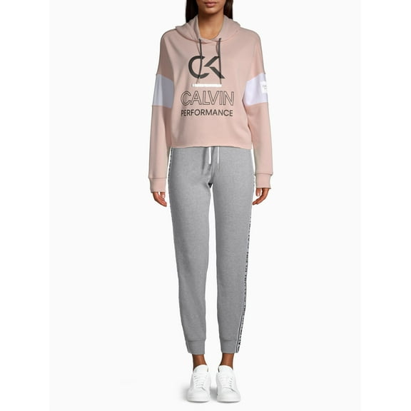 Calvin Klein Womens Logo Colorblocked Hoodie Size L