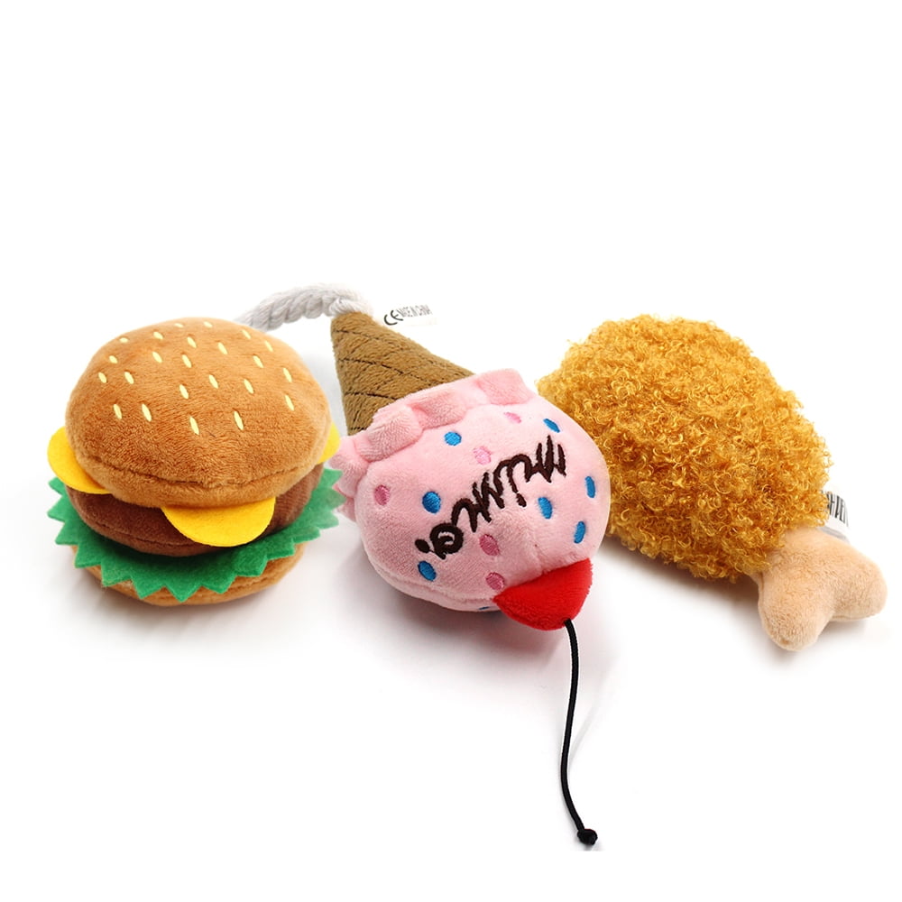 P.L.A.Y. PET LIFESTYLE AND YOU American Classic Food Burger Squeaky Plush Dog  Toy 