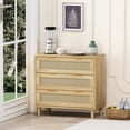 thumbnail image 2 of 31.5" 3-Drawer Oak Rattan Storage / Attractive Accent for Living Space, 2 of 5