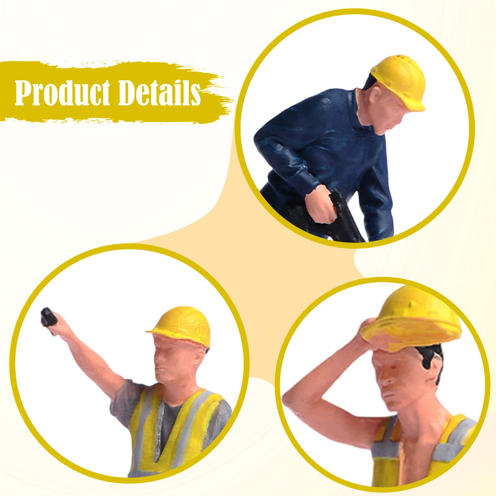 3 Pieces Miniature Figures Model Worker Figurine Resin Hand Painted for Photography Car Decoration Adults Kids