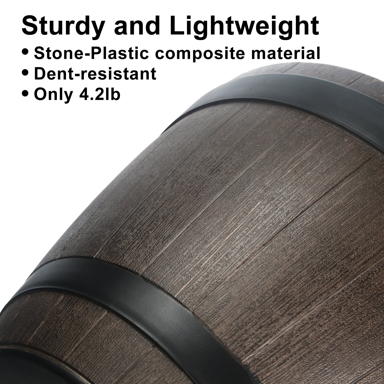 DUNCHATY 21" Whiskey Barrel Planter 2 Pack, Round Resin Wine Barrel Flower Pots, Rustic Brown Wood-Look Indoor Outdoor Garden Decor, Drainage Holes