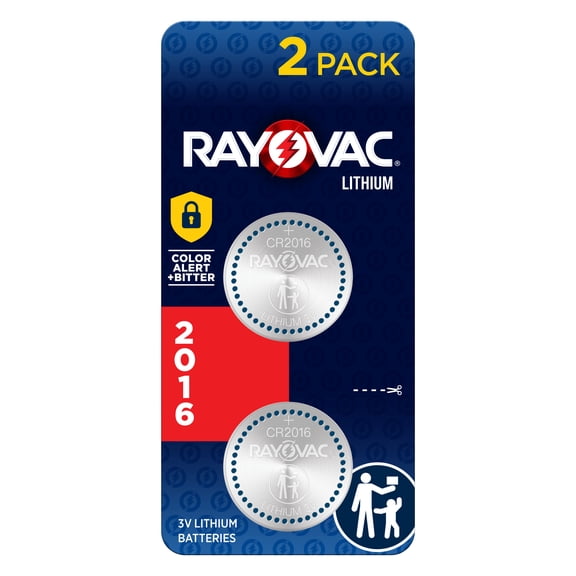 Rayovac Lithium Coin Cell Batteries Size 2016 3V, 2 Pack
