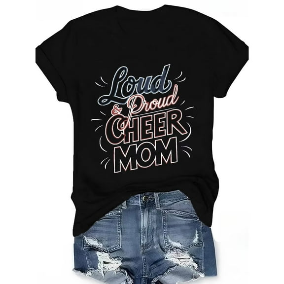 Cheer Mom Loud and Proud Shirt Women's Team Game Day Graphic Tee