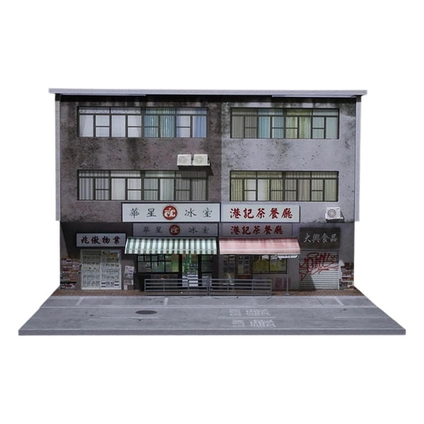 Diorama a escala 1/64 de una escena callejera de Hong Kong con miniatura realista de LED Estilo A
