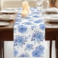 thumbnail image 3 of Table Runners 70 Inches Long Dress Scarves, Blue Watercolor Floral Farmhouse Coffee/Dining/Kitchen Table Decor, Holiday Table Runner, Spring Flower Abstract Art 13x70 Inch, 3 of 9