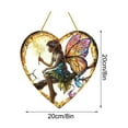 thumbnail image 3 of Qiweii Winged Angel Fairy with Heart Acrylic Ornament, Hand-Painted Sun Catcher for Window, Garden Decor, Hanging Circle Plaque for Home, Nursery, Porch, 3 of 7