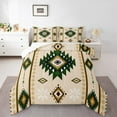 thumbnail image 2 of Manfei Brown Boho Bohemain Full Size Comforter Sets,Green Aztec Floral Bedding Comforter Set,Bohemain Geometry Bedding Sets,Breathable Room Decorative Reversible,3 Pieces, 2 of 8