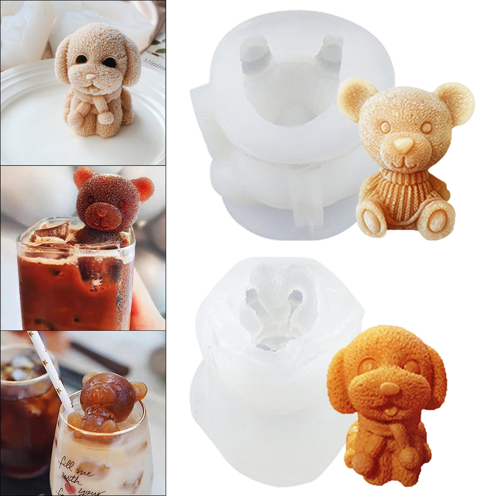 Teddy Bear Resin Kids DIY Silicone Molds Jelly Pudding Candy Mould Fondant Tools 