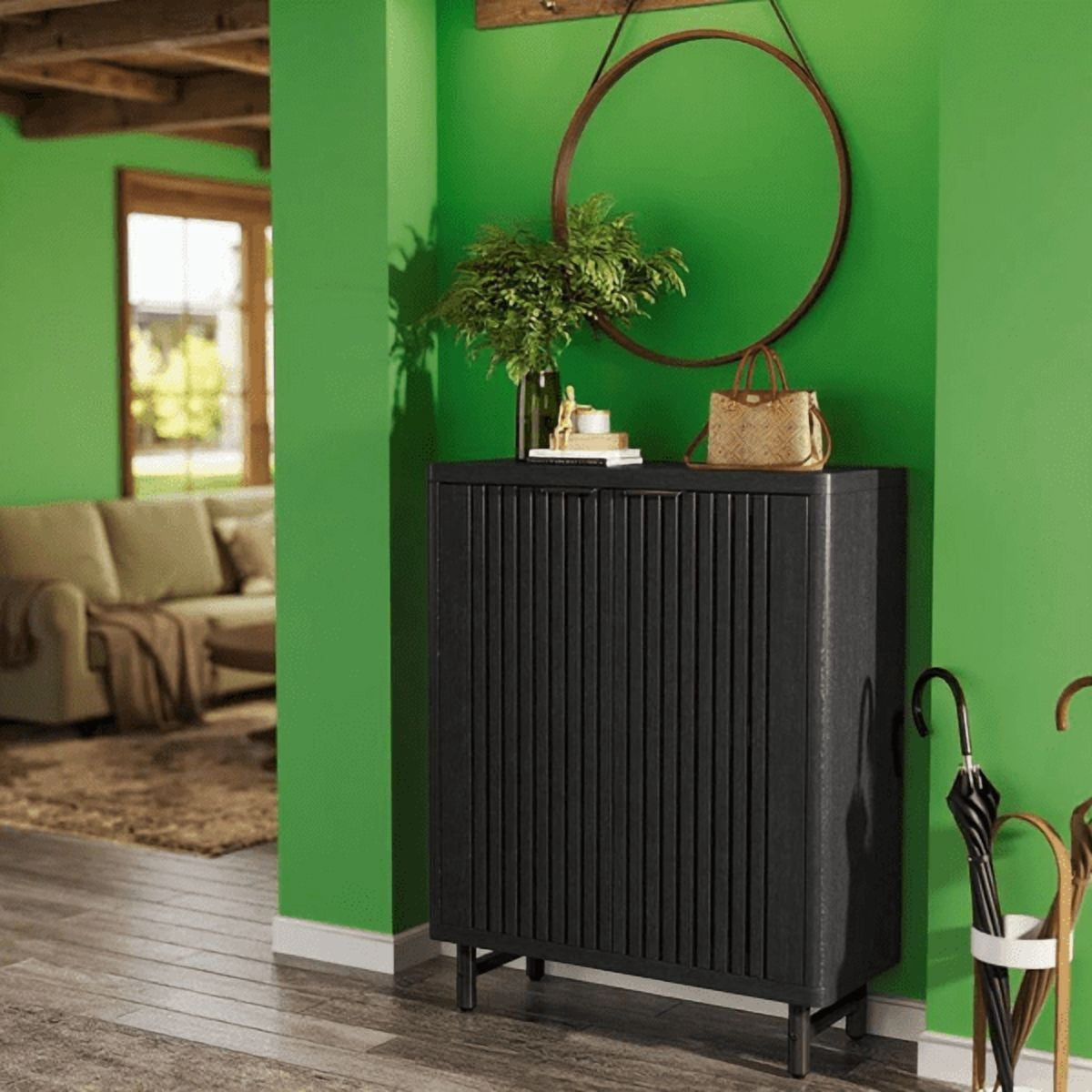 Shoe Cabinet with Louver Doors - 6-Tier Adjustable Shelves, Spacious Storage, Metal Legs, Anti-Tip Device, for Entryway/Porch