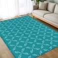 thumbnail image 4 of 6x9Ft Area Rugs Teal Morocco Non-Skid Rubber Backing Large Rectangle Rugs - Living Room Bedroom Home Office, Geometric Leaf Diamond Lattice Abstract Indoor Floor Mat Carpets Washable Rug, 4 of 9
