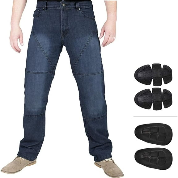 Men's Motorcycle Riding Jeans - Motocross & Dirt Bike Durable Denim Pants, Comfort Fit for Biker Casual & Racing
