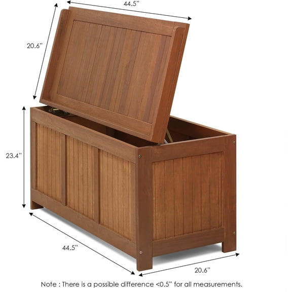 Dalam Outdoor Hardwood Storage Deck Box, Natural - Waterproof Garden with