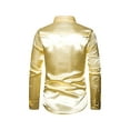 thumbnail image 3 of FOCUSNORM Men's Shirt Shiny Sequins Design Silk Like Satin Button Up Disco Party Dress Shirts, 3 of 4