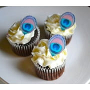 Edible Mini Peacock Feathers - Set of 24- Cake Decorations, Cupcake Topper